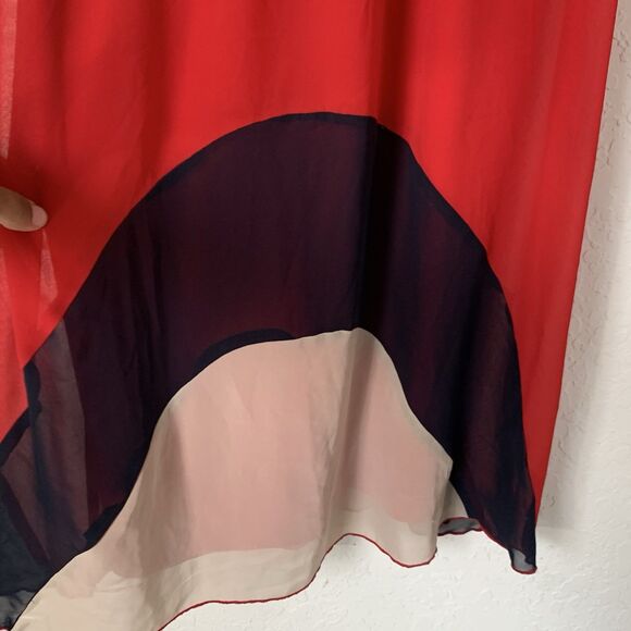 Sweet Storm Dress Maxi Women M Red Navy Colorblock Sleeveless Mod Bold Flowy - Picture 3 of 9